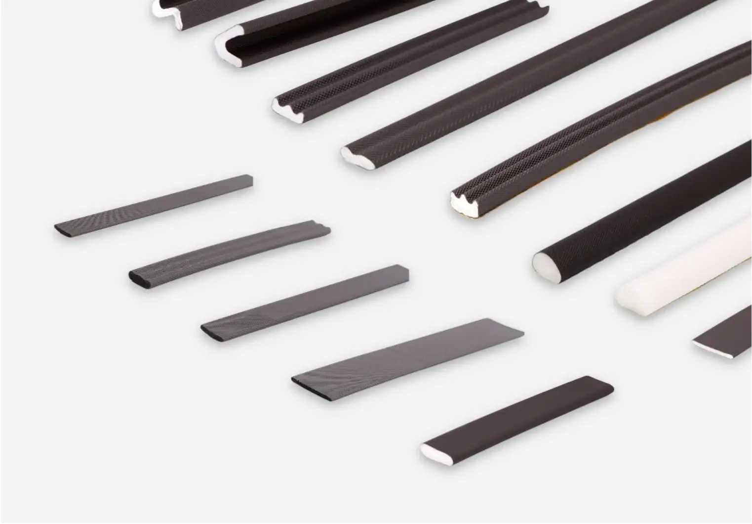 High-quality cable management strips in black, gray, and white for organizing wires and cables efficiently.
