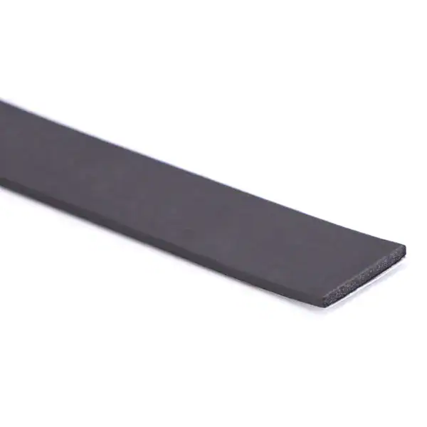 Black adhesive strip for packaging, sealing, and industrial applications.