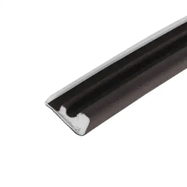 Close-up of a black rubber door seal strip with a white edge, used for sealing doors and windows for insulation and noise reduction.