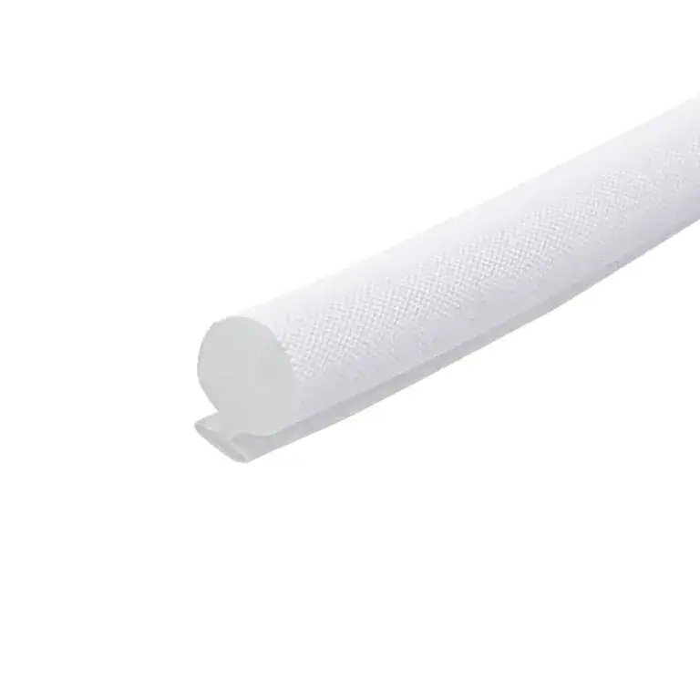 White mesh cable organizer for managing and protecting cables, ideal for office or home use, with a flexible and durable design.