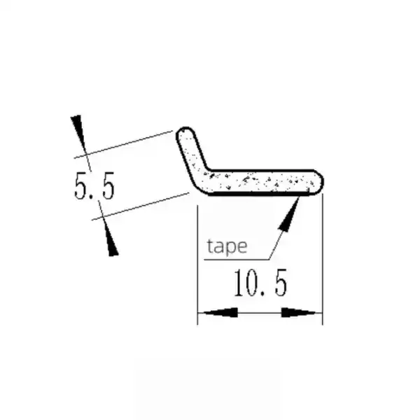 Detailed technical drawing showing a tape component with dimensions 5.5 and 10.5 units, illustrating its shape and measurements.