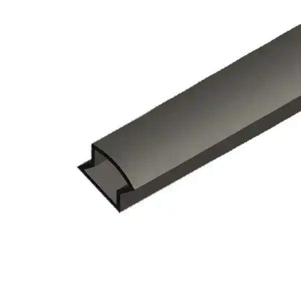 Close-up of a black rubber seal strip used for sealing doors and windows to prevent drafts and water leaks.
