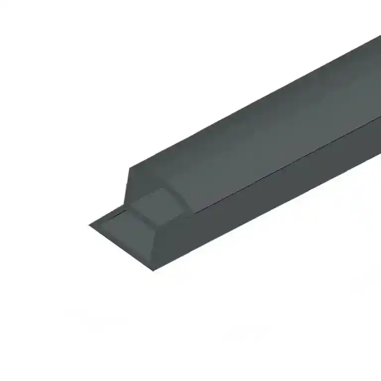 Close-up of a metal cutting tool with a sharp edge, used for precision machining and manufacturing processes.