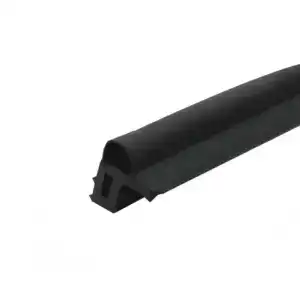 Close-up of a black rubber seal strip used for sealing doors and windows, providing insulation and noise reduction.