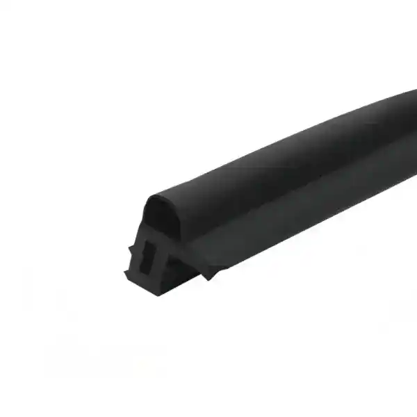Close-up of a black rubber seal strip used for sealing doors and windows, providing insulation and noise reduction.