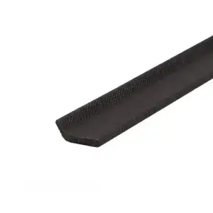 Close-up of a black rubber edge protector with textured surface for safety and durability.