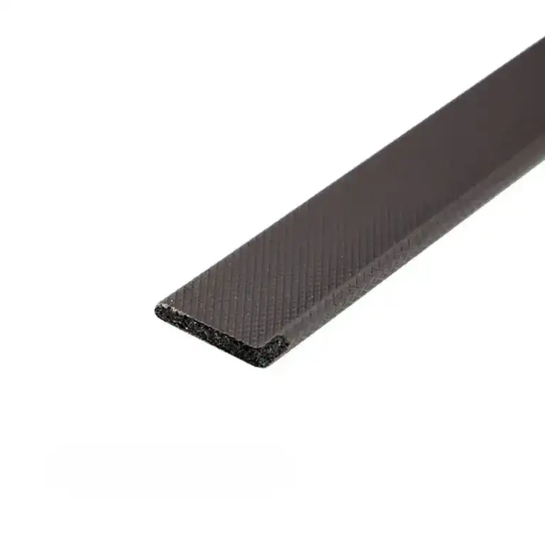 Close-up of black rubber seal strip used for sealing doors and windows, made of durable material with textured surface.