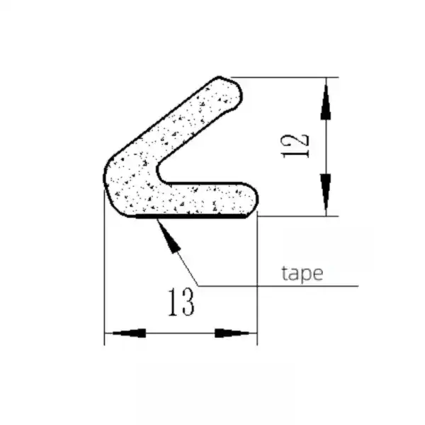 Sealing profile with tape attachment for weatherproofing and insulation, shown in technical diagram with dimensions.