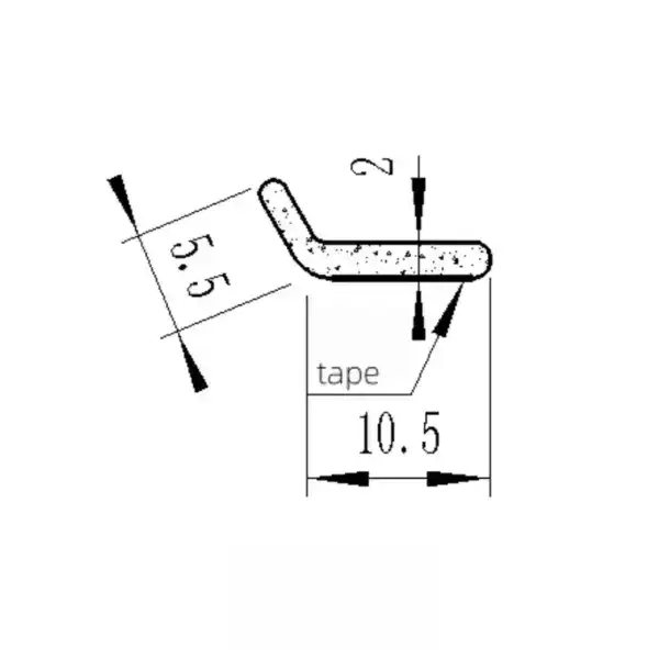 Spring hook technical drawing showing dimensions and specifications for mechanical applications.