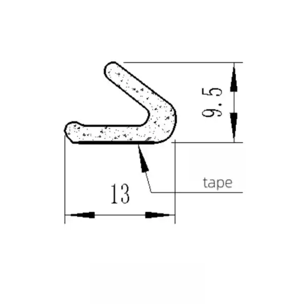 Technical diagram of a shoe heel edge profile with measurements for manufacturing and design purposes.