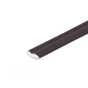 Close-up of a black textured flexible cable or wire, suitable for electronic or electrical applications.