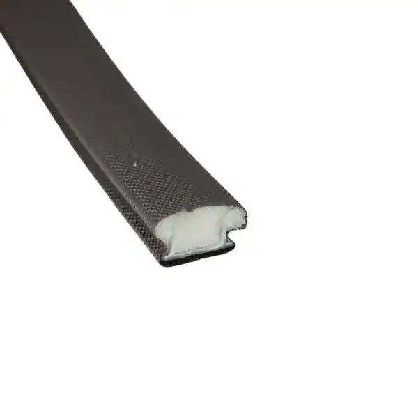 Close-up of a black bike chainstay protector with foam padding, designed to prevent chain damage and protect bike frame from wear and tear.