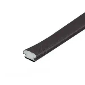 Close-up of a carbon fiber bicycle handlebar with a white interior core, showcasing lightweight and durable material for high-performance cycling.